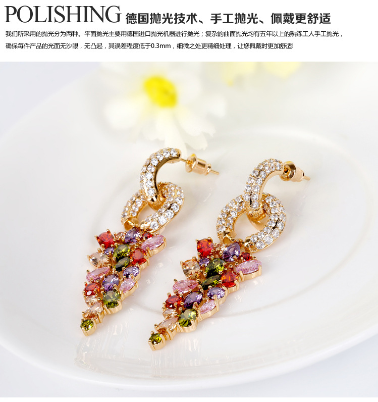 Jinse Aaa Zircon Boucles D'oreilles Ne Tombent Pas Boucles D'oreilles Européenne Et Américaine De La Mode Exagérée Bijoux Usine En Gros Femelle display picture 7