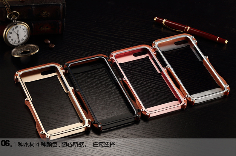 R-Just Light Slim Timber Aluminum Metal Wood Bumper Case Cover for Apple iPhone 6S Plus/6 Plus & iPhone 6S/6