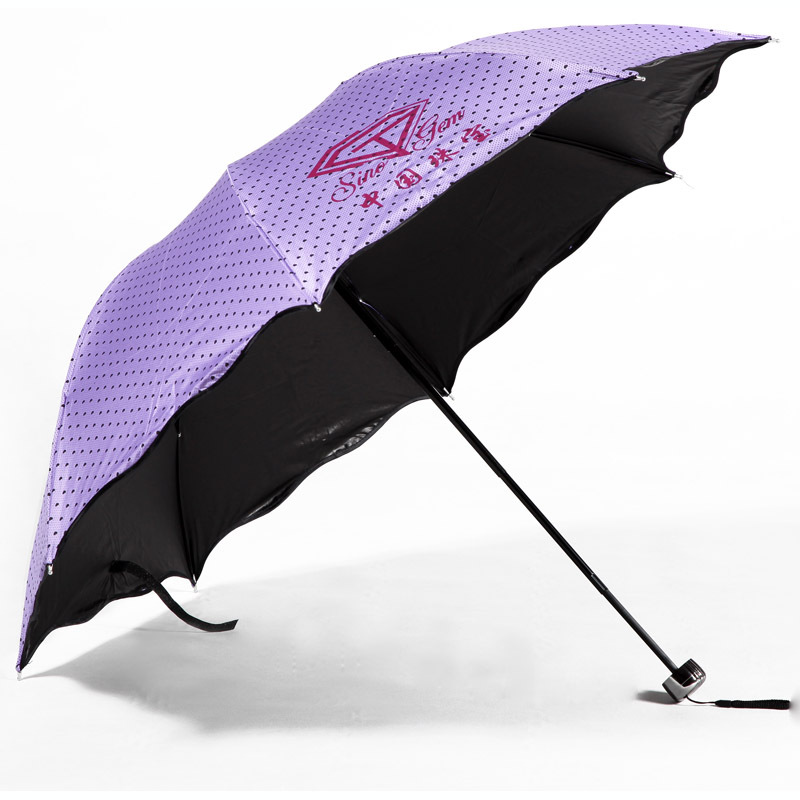 黑胶遇水开花水印花三折伞 创意折叠伞 防紫外线太阳伞晴雨伞|ms