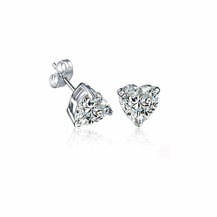 1 Pair Ig Style Simple Style Heart Shape Polishing Plating Inlay Copper Alloy Zircon Ear Studs display picture 1