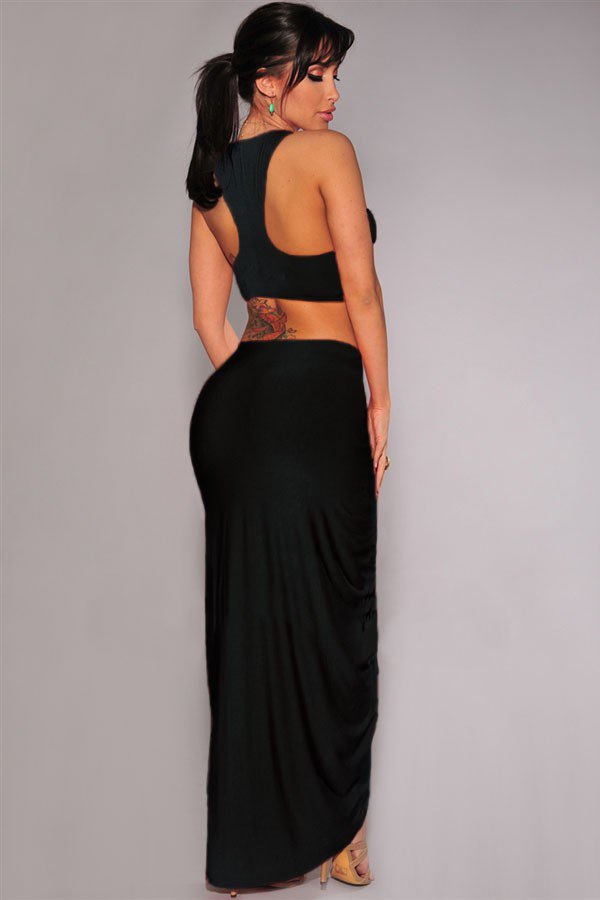 Fashionable Womens Summer Crop Top and Long Skirt Set Irregular Design Tie Detail Cotton Fabric Casual or Beach Wear