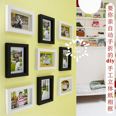 Manufactor Direct selling originality Fashion 9 Photo wall diy Combination frame children Origami Colored paper Photo Frame