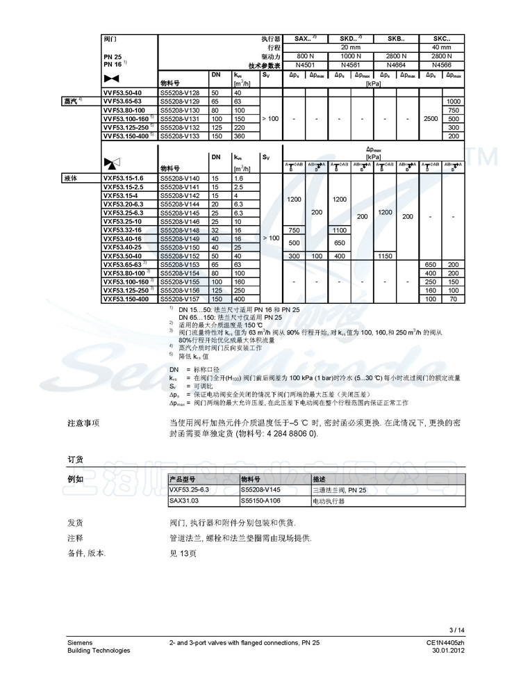 Siemens西门子VVF53.65-63 电动二通调节阀门法兰水管阀门DN65 西门子