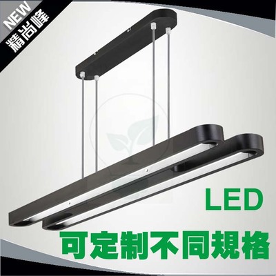 跨境LED双管圆头铝材办公吊灯会议室设计工作室前台直尺吊线灯具|ru