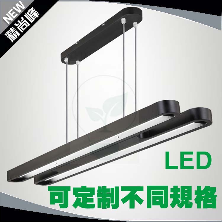 跨境LED双管圆头铝材办公吊灯会议室设计工作室前台直尺吊线灯具|ru