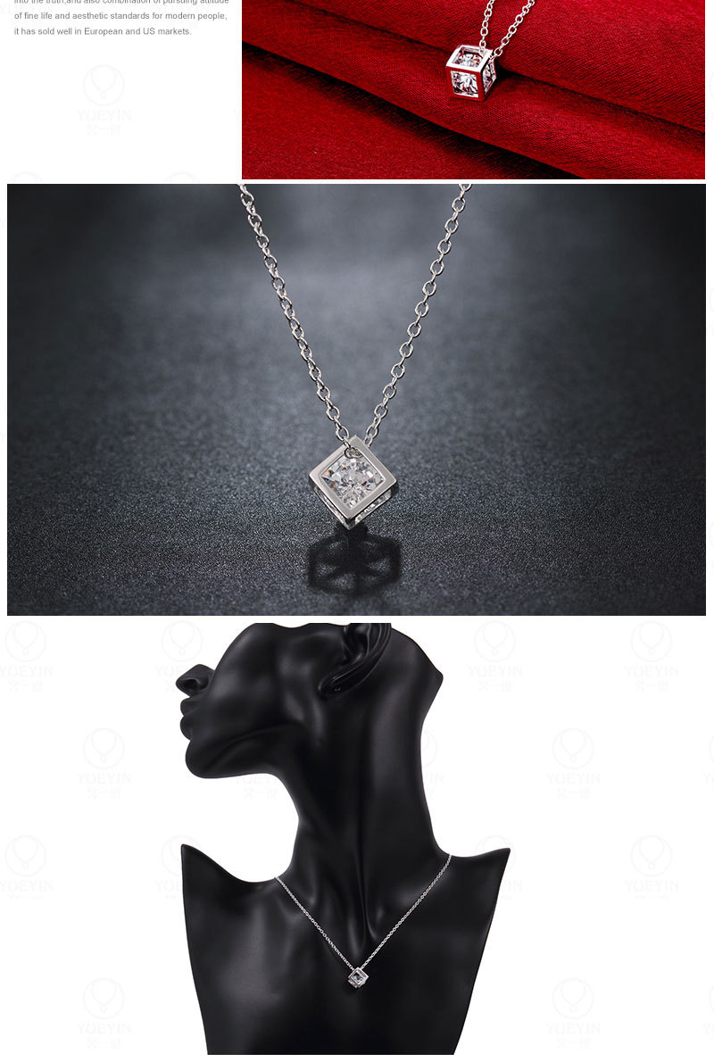 Simple Style Geometric Cooperized silver Inlay Zircon Womenu0027S Pendant Necklace 1 Piece