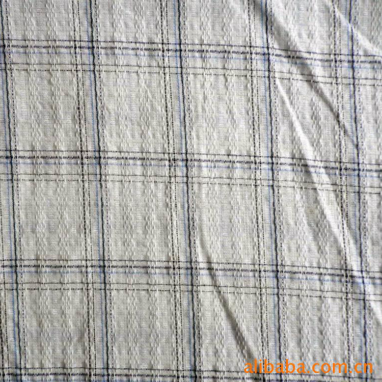 加工生产几何提花色织布 涤纶材质格子色织提花布