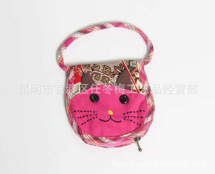 Этническая мультяшная милый ключ bag, ручной кошелек из провинции Юннань, маленькая сумка, этнический стиль