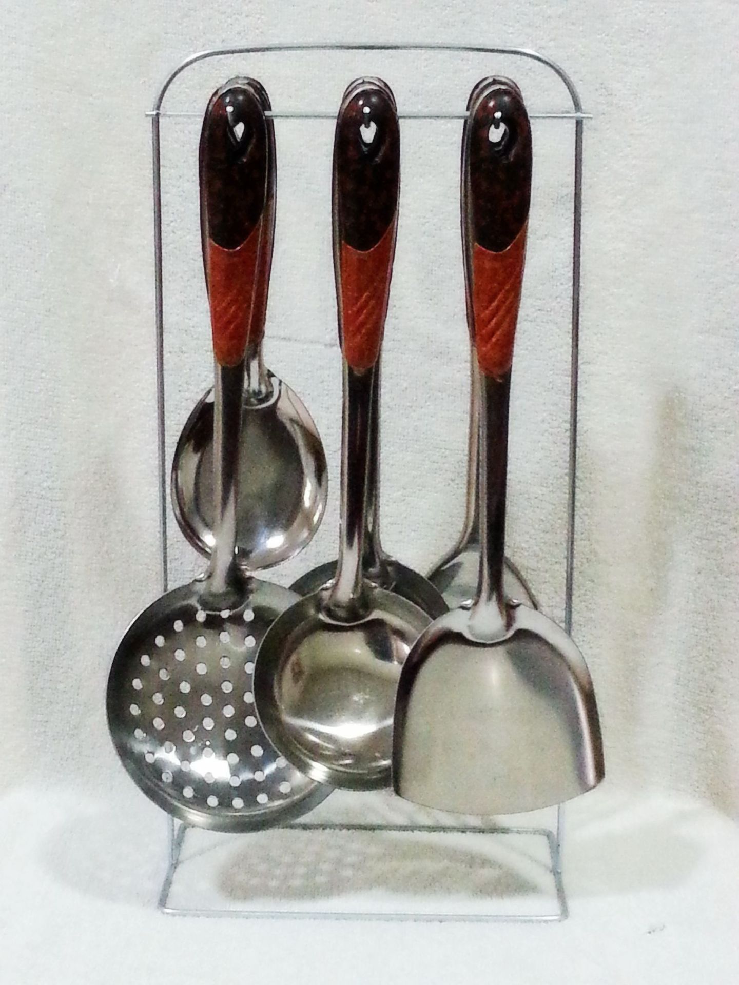 供应不锈钢厨具礼品套装 广告促销 高档双色夹柄七件套出口|ms