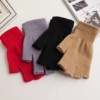 Men's demi-season colored thin gloves, knitted set, Korean style, fingerless, wholesale