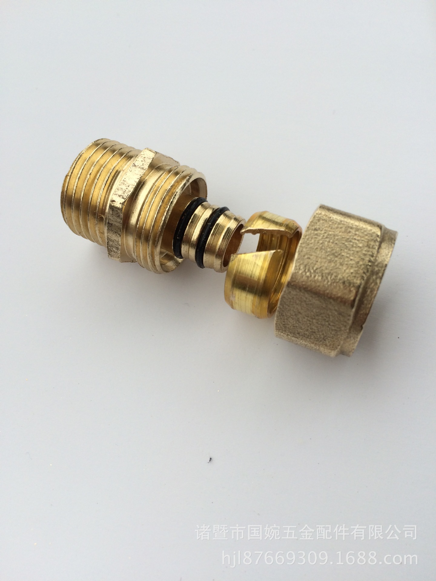 国巨 16外丝直接（50克  卡套式铜管件  铝塑管铜接头