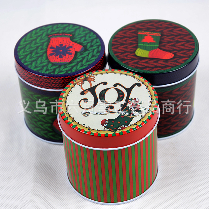 厂家直销 马口铁盒 圣诞单个高圆柱罐  食品罐  礼品罐