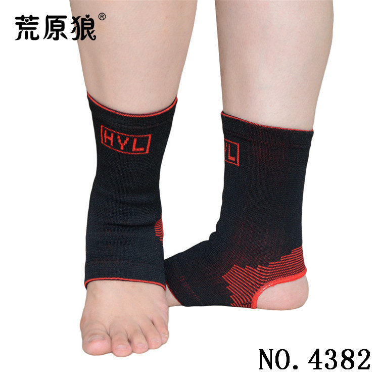 尼龙针织彩色四面弹力透气护踝 黑红提花护脚踝运动护具现货批发