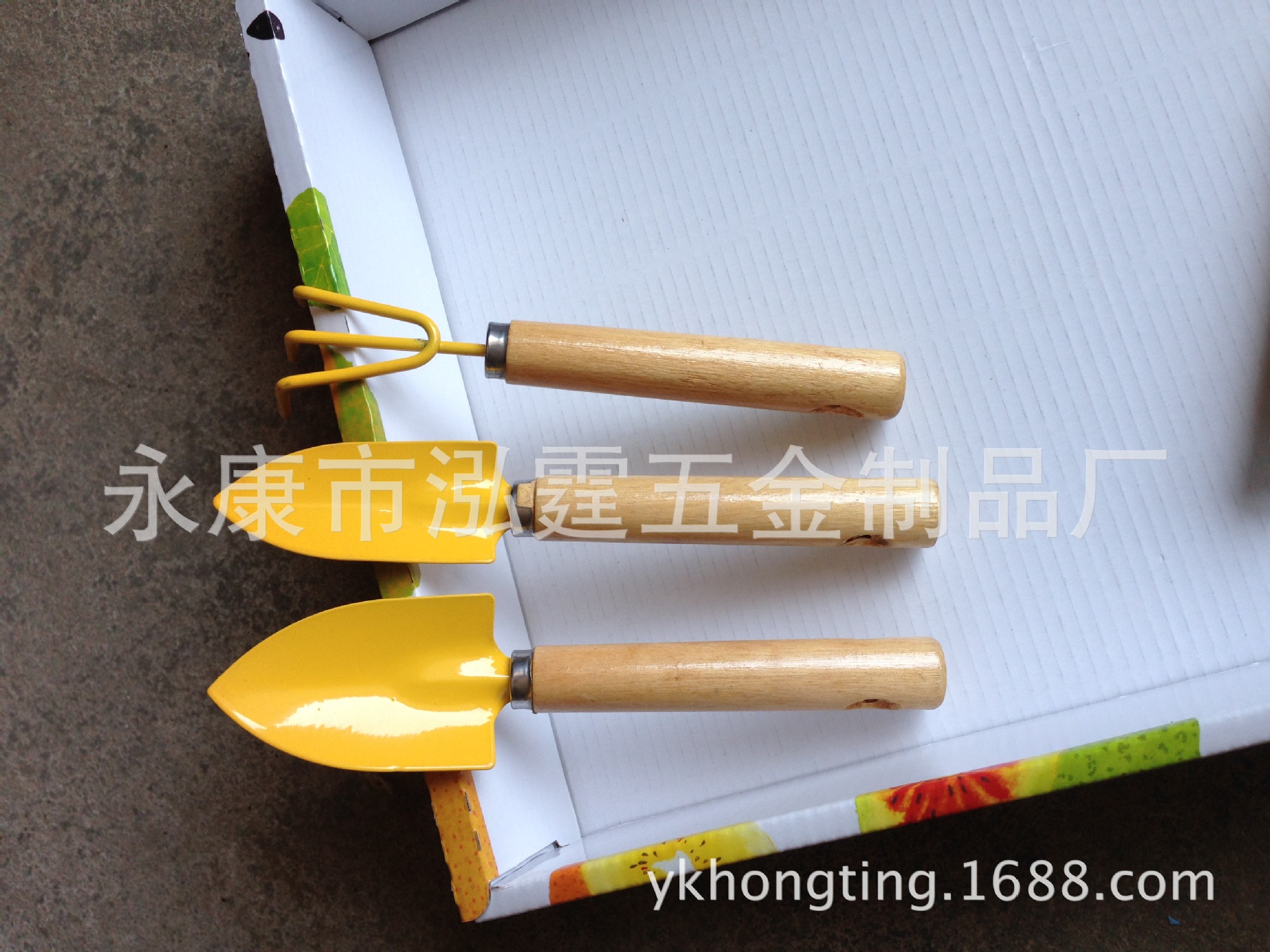 儿童迷你园艺工具三件套，铲，锹，耙花园工具家庭盆栽