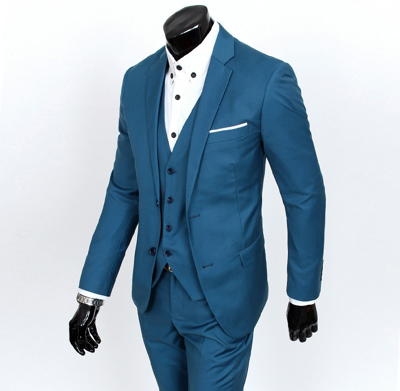 Men's two button suit white collar work suit two piece groom suit