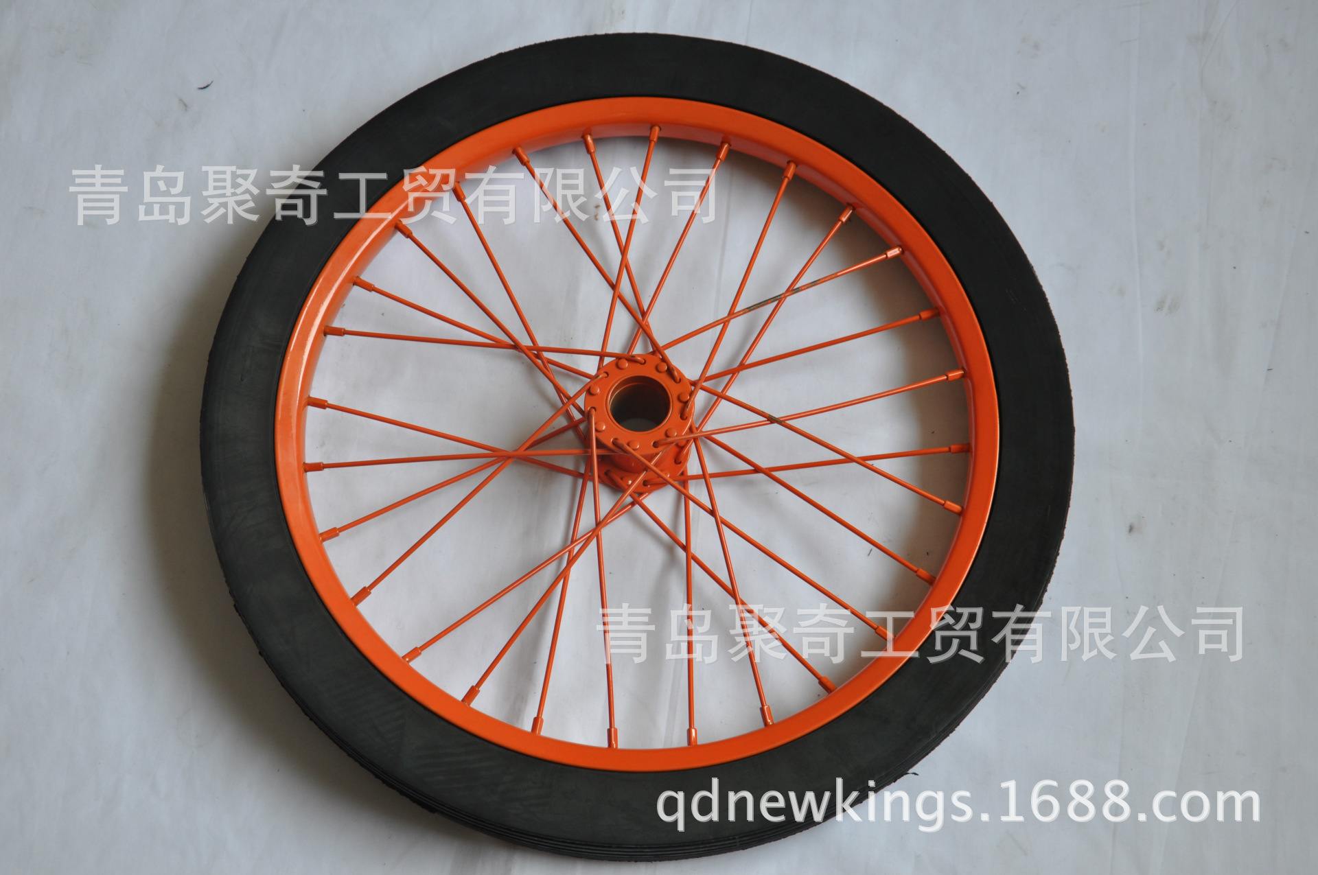 现货供应20x1.75橡胶半空心工具车轮子  实心橡胶轮子 辐条钢圈轮