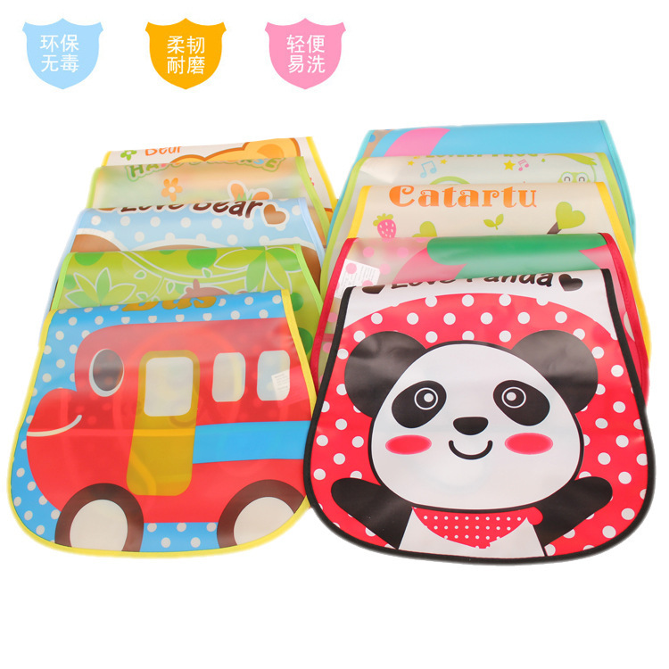 Reflexed translucent EVA Disposable lunch bag baby Bib Cartoon waterproof Bibs Rice pocket Rice clothing