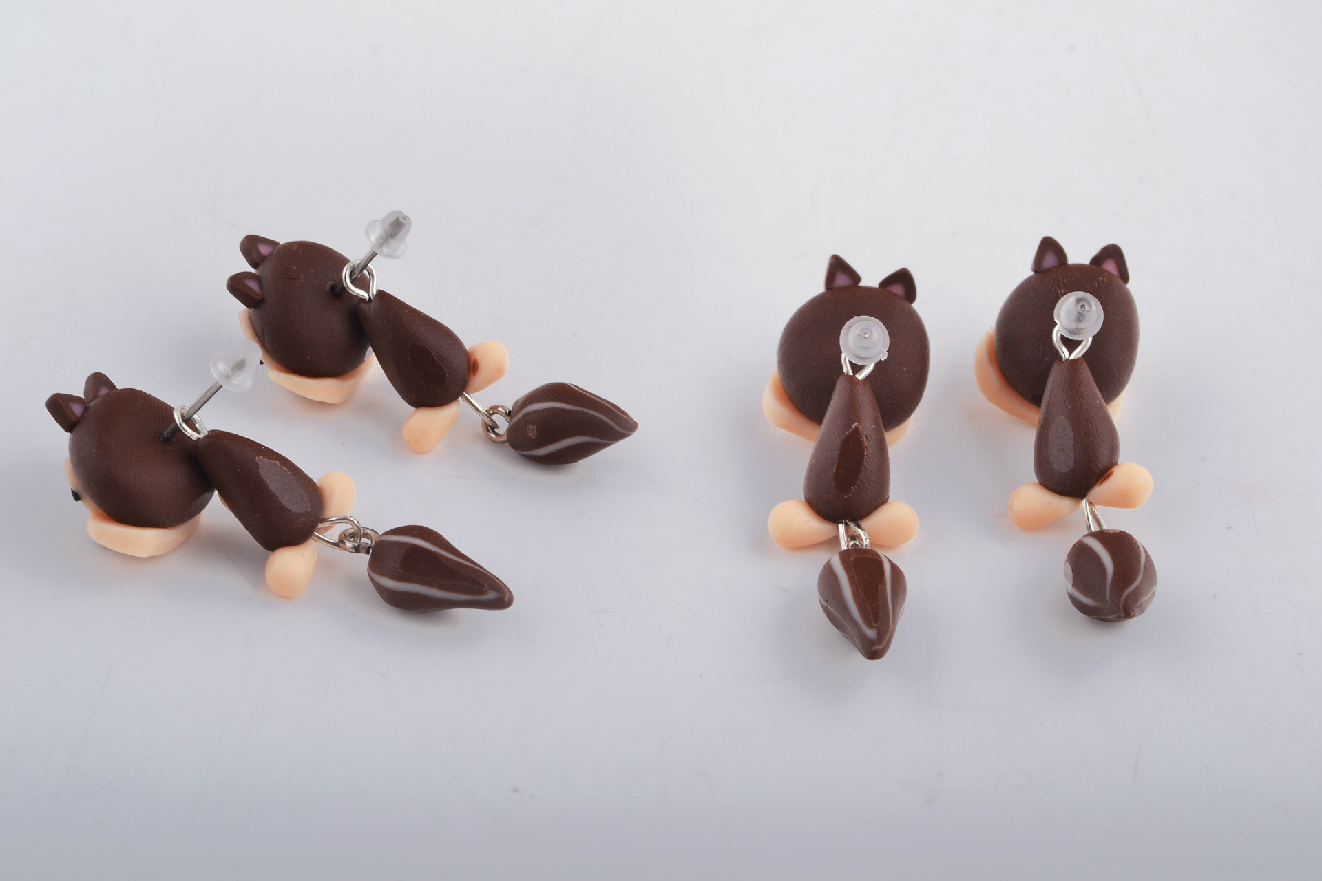 Außenhandels Schmuck Weiche Keramik Cartoon Eichhörnchen Tier Split Ohrringe Ohrringe display picture 5