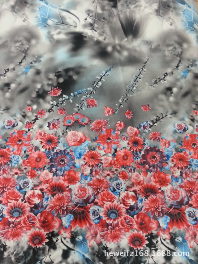 转移印花厂 F8622供应花型加工印花可印雪纺 涤棉 针织等服装面料