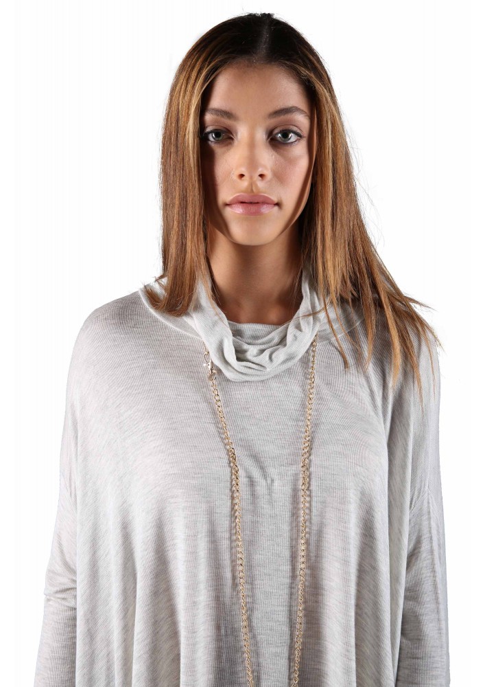 Fashionable Irregular Loose High Neck Pullover Top Spring Collection Plus Size Womens Apparel Wholesale Available