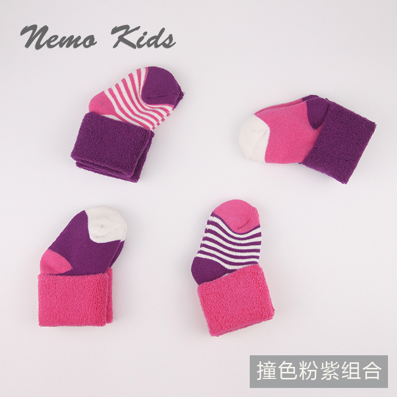 Europeo solo peinado algodón traje bebé Terry calcetines sin hueso costura invierno cálido engrosada bebé Calcetines