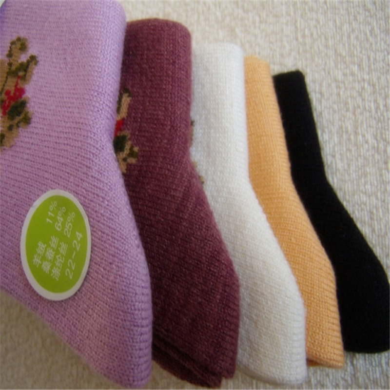 高品质真丝羊绒透气休闲女袜舒适真丝女袜秋冬加厚女袜均码
