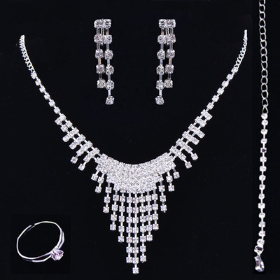 直销新娘首饰套装 四件套套链百搭婚纱礼服配饰 韩版新款项链批|ms