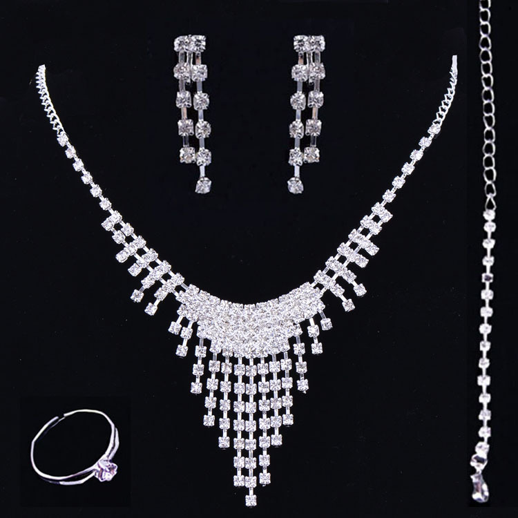 直销新娘首饰套装 四件套套链百搭婚纱礼服配饰 韩版新款项链批|ms