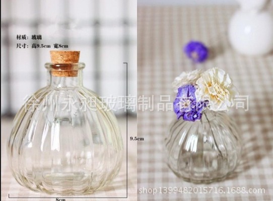 木塞南瓜瓶 植物水培 定做 许愿瓶 复古漂流瓶 玻璃瓶 南瓜花瓶