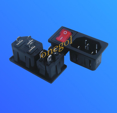 电源插座 二合一插座 品字尾带开关三合一插座 C14品字插座