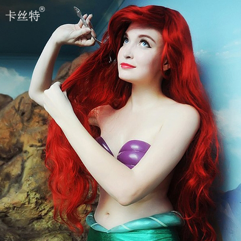 Factory wig direct sale Little Mermaid Ariel Princess red long curly wig cartoon cosplay wig Factory wig direct sale Little Mermaid Ariel Princess red long curly wig cartoon cosplay wig