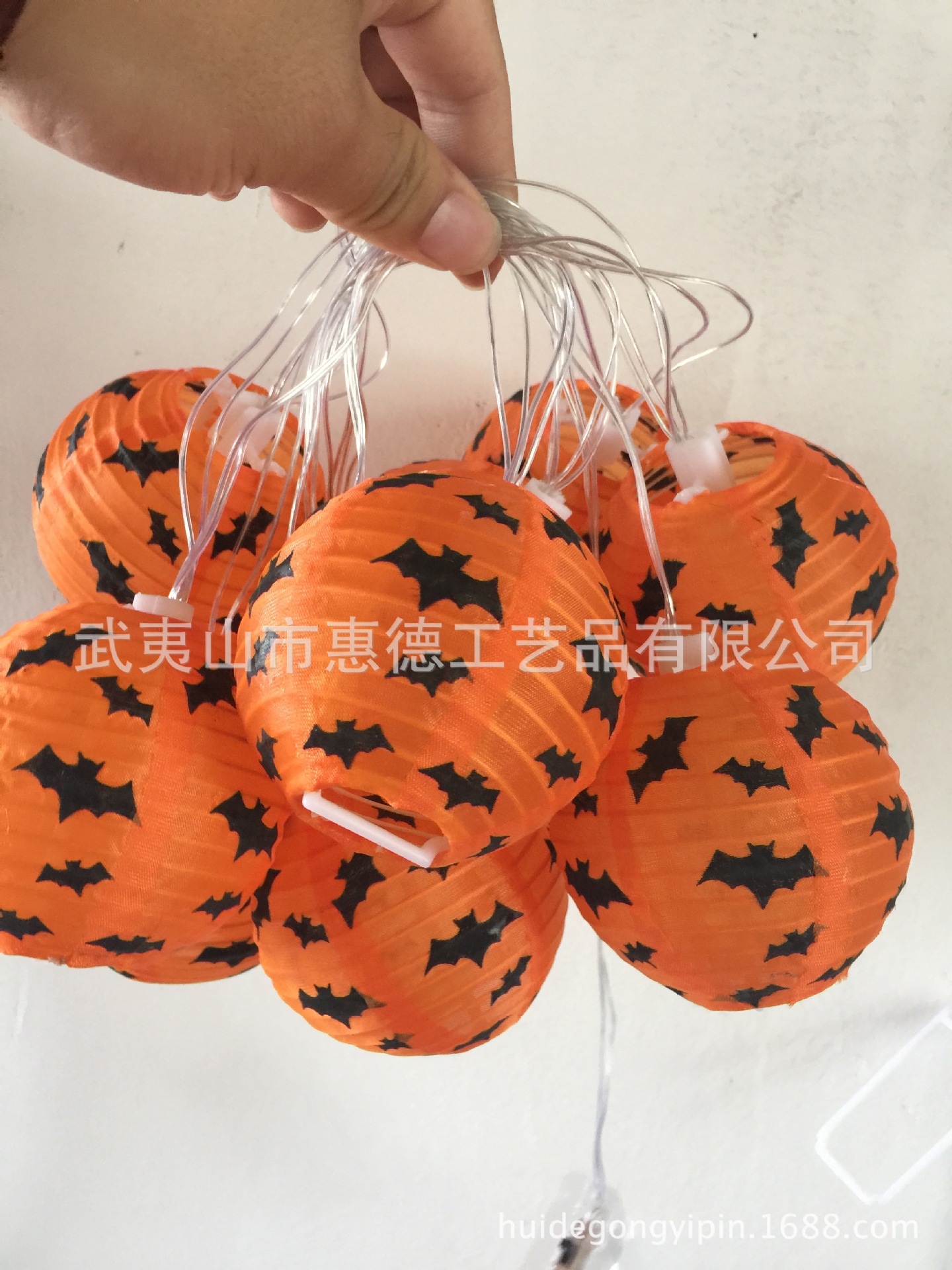 万圣节南瓜7.5cm灯笼搭配灯串南瓜尼龙布灯笼3寸灯笼万圣节装饰品