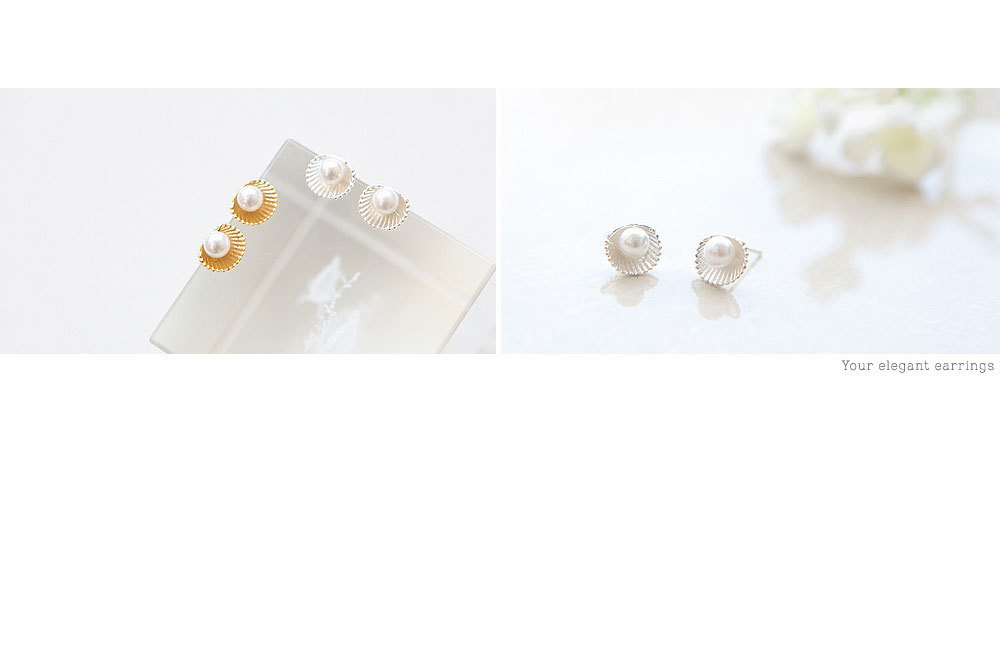 Korean Scallop Shell Pearl Earrings  Flower Stud Earrings display picture 3