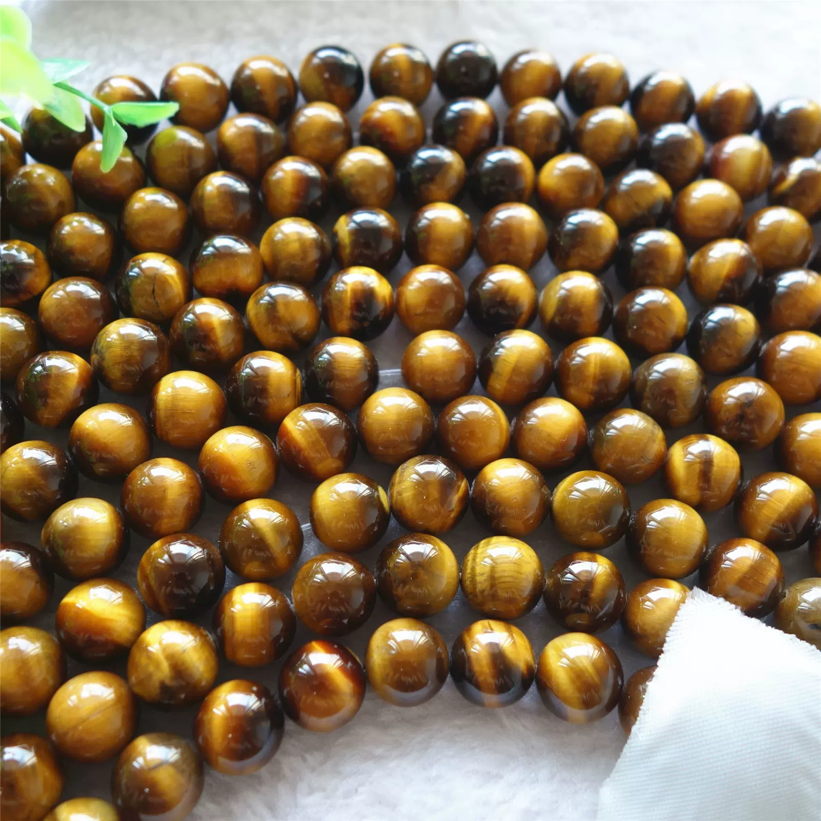 12mm天然虎眼石圆珠隔珠手链耳环吊坠发簪手工DIY配件直孔(AA级)