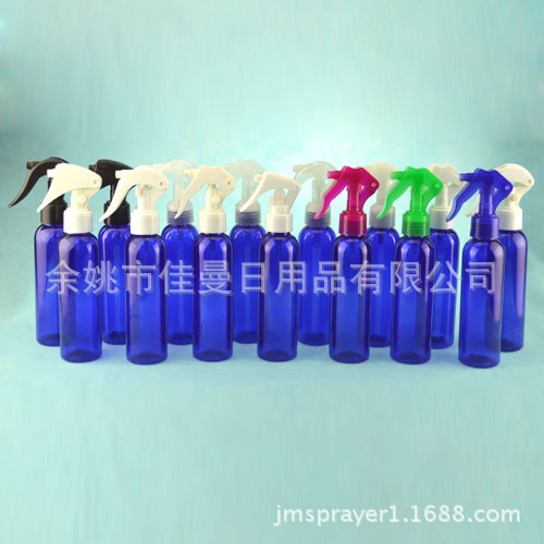 150ml圆肩蓝化妆品包装瓶手扣式喷头 小老鼠喷枪 塑料喷雾瓶 细雾