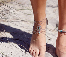 H0036欧美时尚复古民族风镂空松石水滴脚链脚饰Anklets