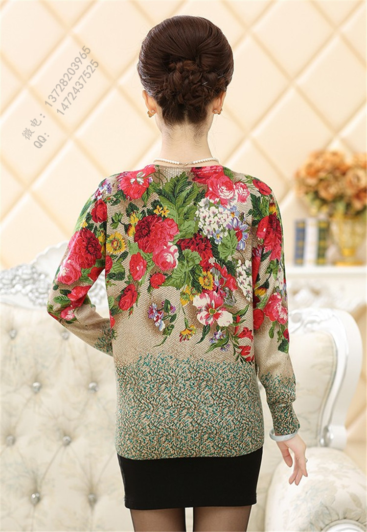 【秋装新款女式打底针织衫中老年妈妈装套头毛