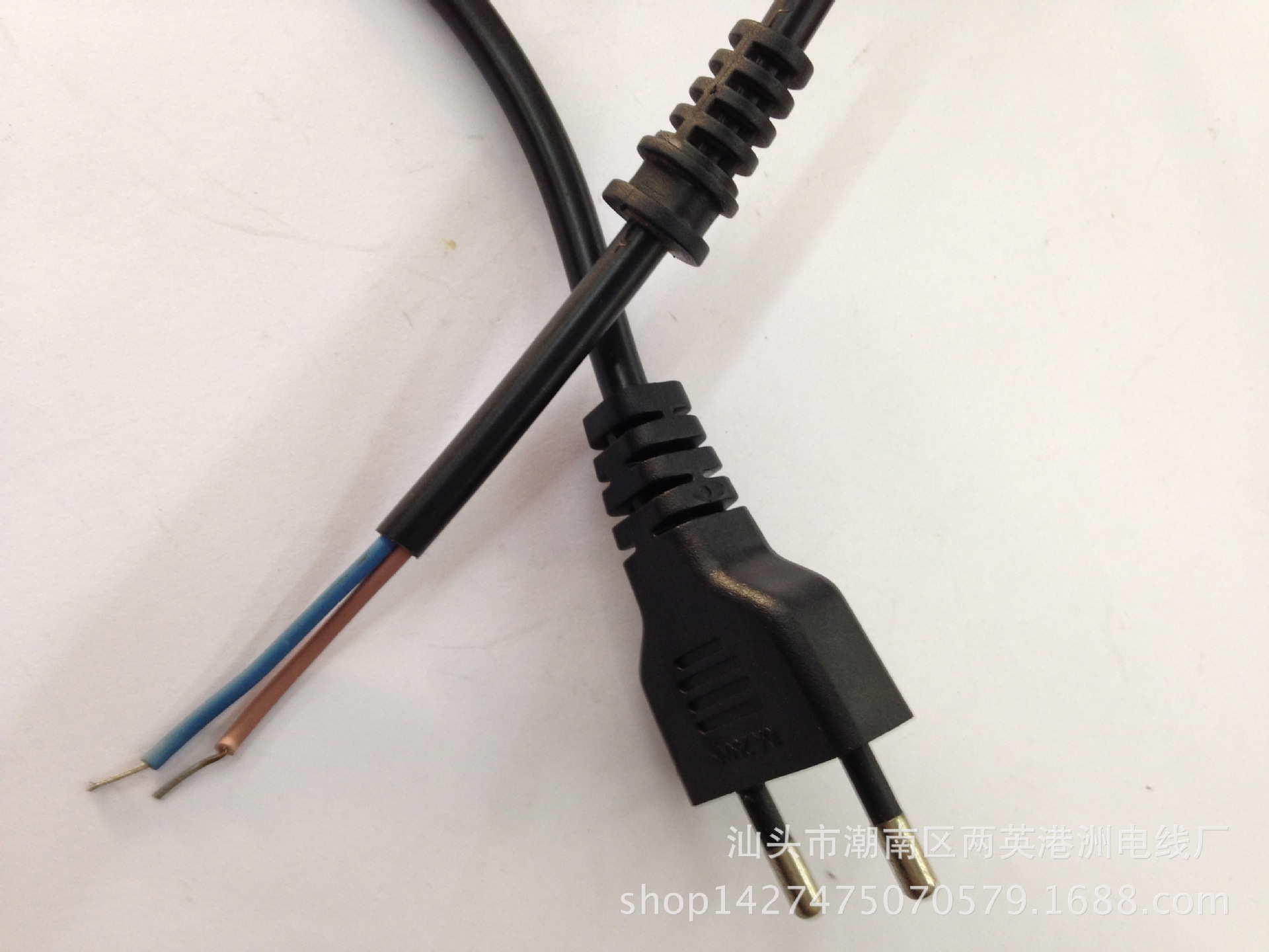 圆插圆线1.5米带圆工字线卡欧式卡位电源线欧规插头线欧标尾卡线