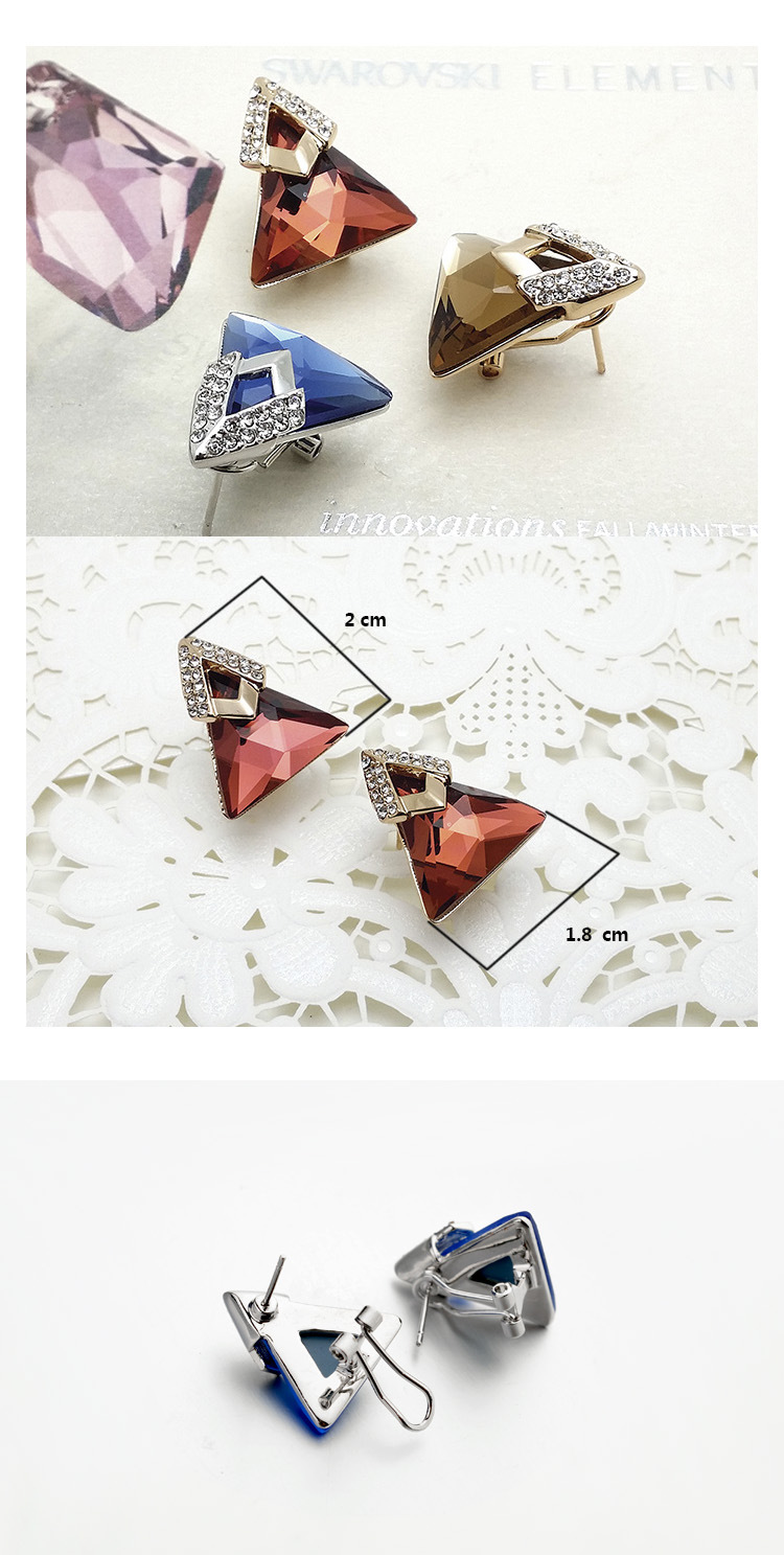 Exaggerated Diamond Triangular Austrian Crystal Stud Earrings display picture 4