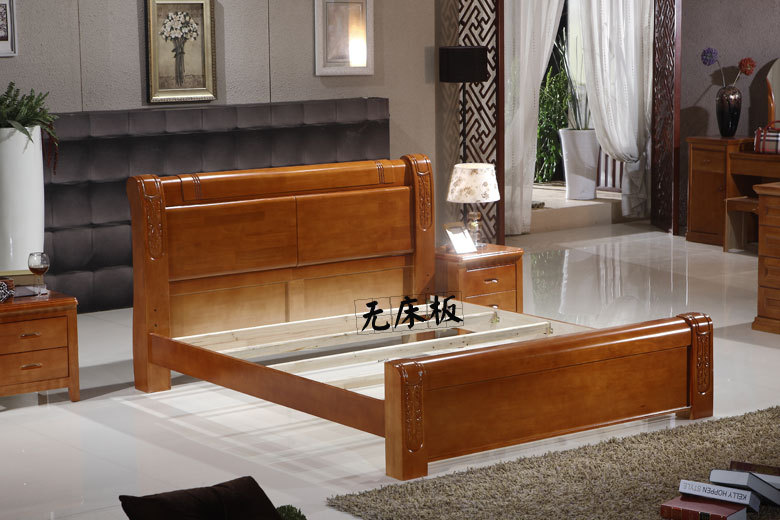 新款上市全实木床1.5米1.8米双人实木大床 简约橡木床 卧室实木床