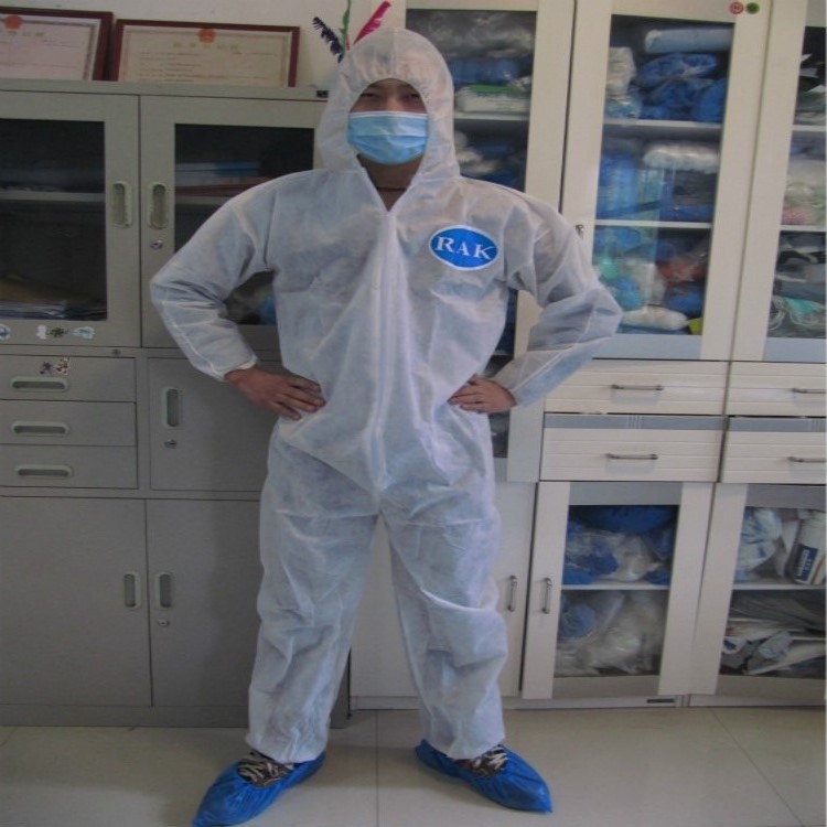 印刷图案文字河北一次性防护服 隔离连体白色工作服防粉尘衣服