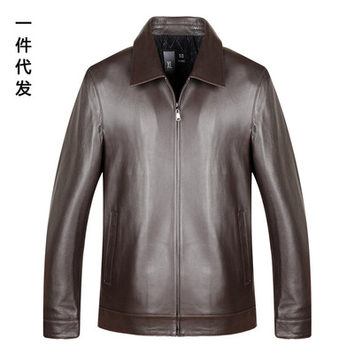 Haining leather clothing Middle and old age business affairs leisure time man leather clothing high-grade men's wear Sheepskin Leather clothing