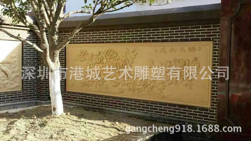 户外浮雕砂岩玻璃钢荷花荷叶雕塑造型玻璃纤维仿真植物背景墙