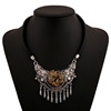 Capacious retro short necklace, universal accessory with tassels, European style