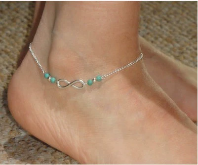 Бирюзовый аксессуар, серебряная anklet, европейский стиль