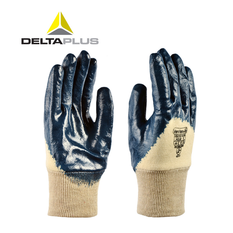代尔塔重型丁腈涂层手套 201150透气耐油手套 工业热接触防护手套