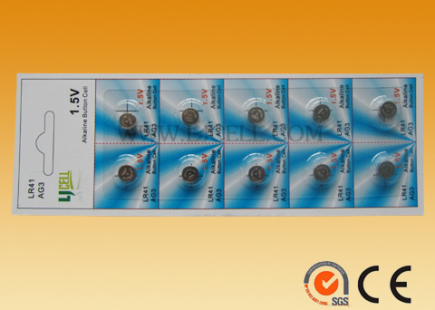 厂家批发LR41/ag3电池 10粒一卡 挂卡电池