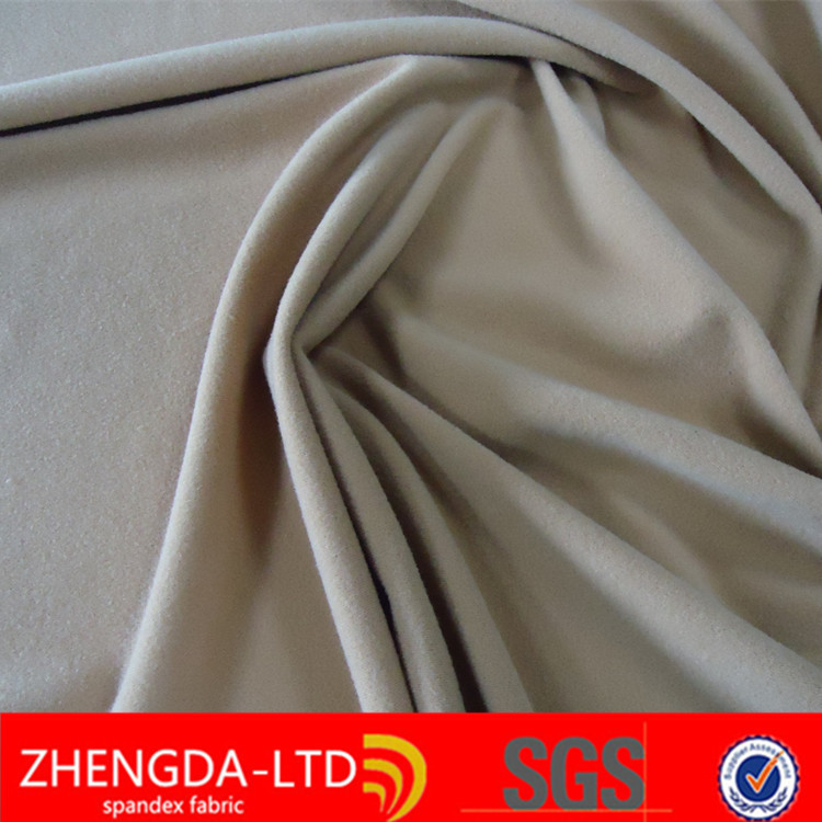 厂家专业生针织拉毛涤纶莱卡布 涤纶弹力拉毛布