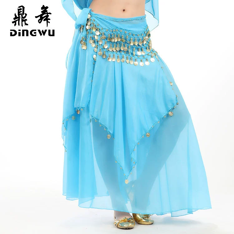 Оптовая юбка для belly dance женская взрослая индийская длинная юбка с подвесной монетой шифон длинная пряжа юбка