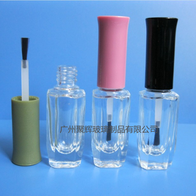 新款 多面 高透 玻璃指甲油瓶10ML细长多面玻璃甲油瓶（八面）